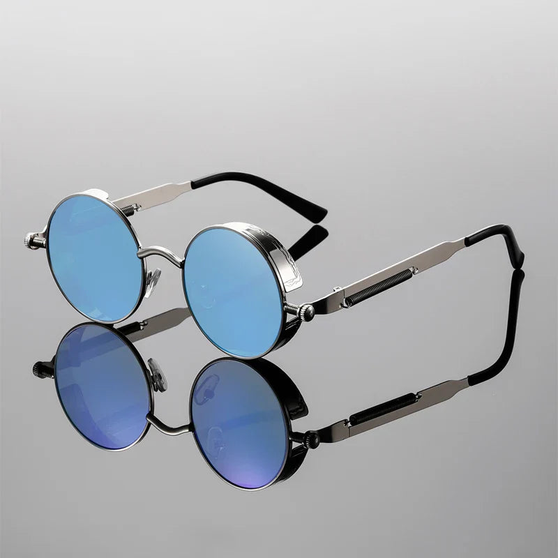 Round Sunglasses with Gradient Lenses-Stilenza-Blue-Stilenza
