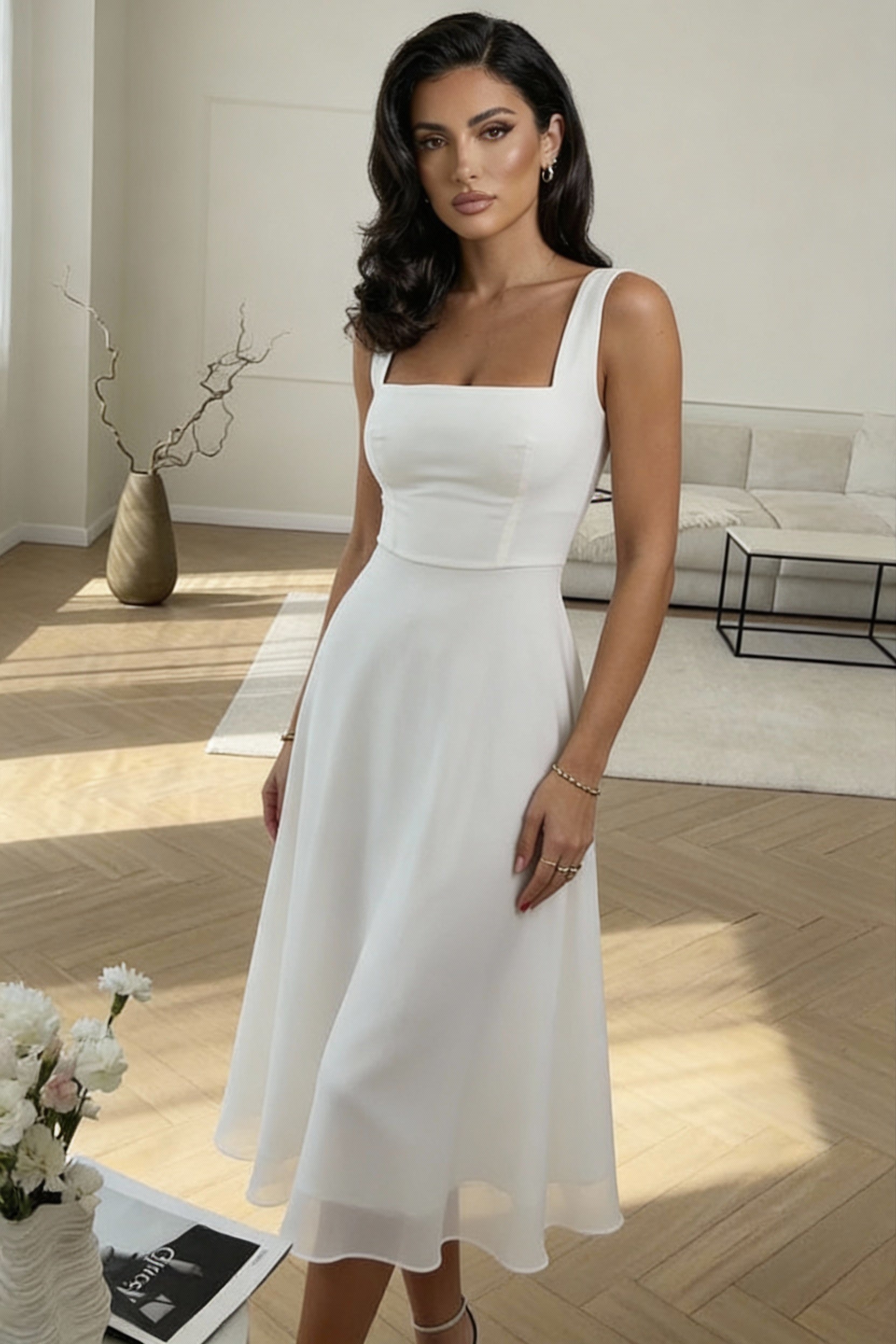 Sleeveless Midi Dress A-Line-dresses > midi dress-Stilenza