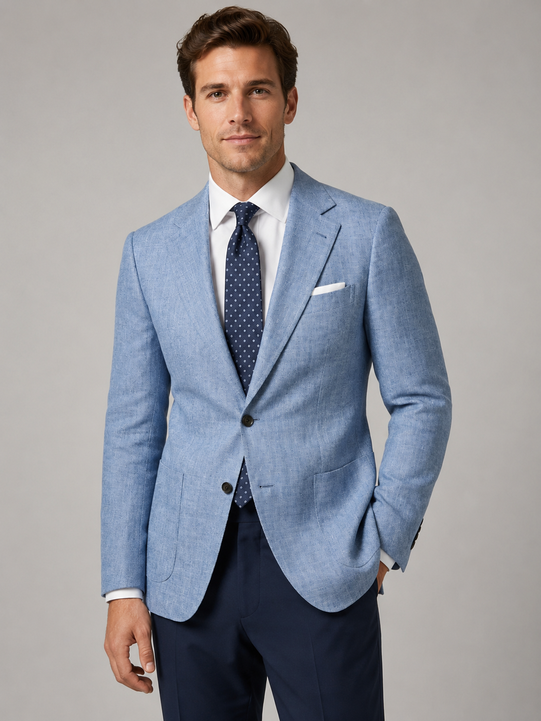Slim Tailored Two-button Blazer with Notched Lapel-blazers > slim fit blazer-Stilenza-Blue-S-Stilenza