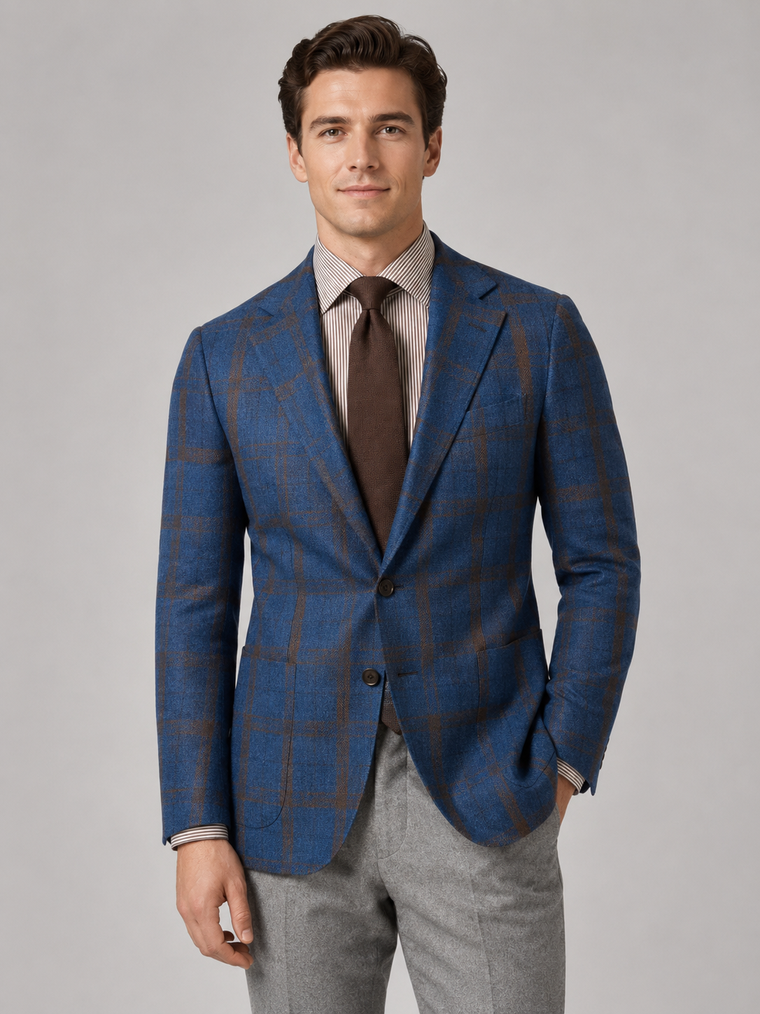 Slim Tailored Two-button Blazer with Notched Lapel-blazers > slim fit blazer-Stilenza-Navy Blue-S-Stilenza