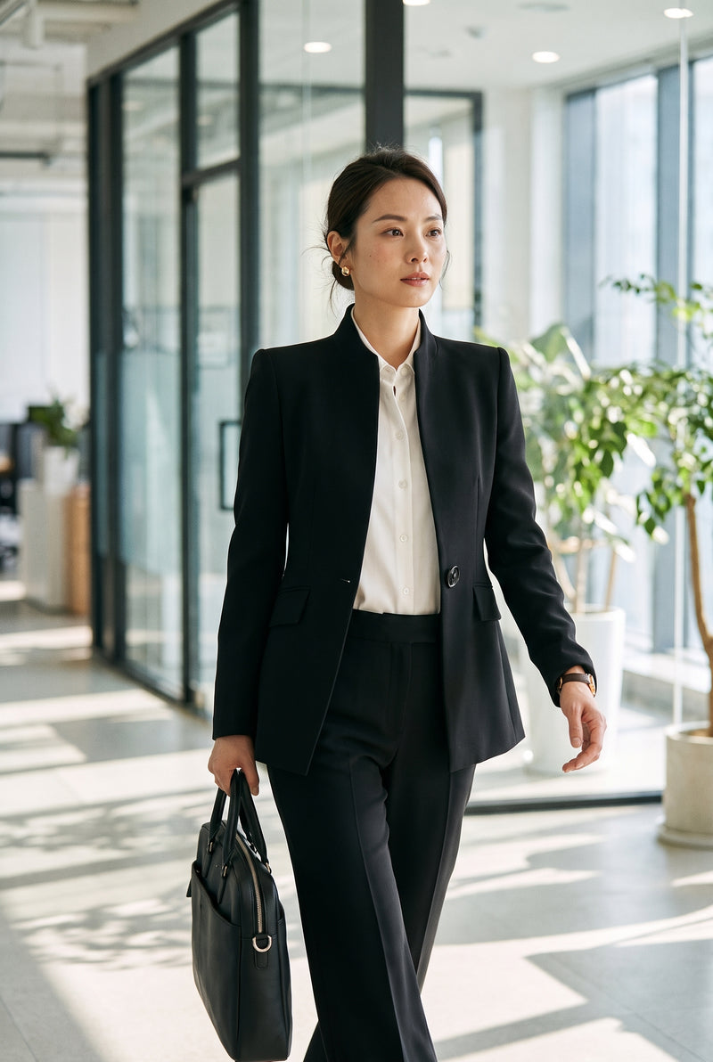 Women’s Blazer & Wide Leg Pants Set in Black — secondary lifestyle