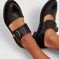 Women’s Black Mary Jane Flats with Buckle Strap-Stilenza-Stilenza