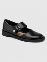 Women’s Black Mary Jane Flats with Buckle Strap-Stilenza-Black-36-Stilenza
