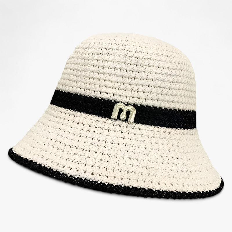 Women’s Bucket Sun Hat with Contrast Band-Stilenza-White-One size-Stilenza