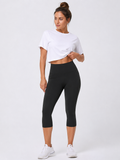 Women’s Capri Leggings High Waisted with Pocket-Stilenza-Black-S-Stilenza