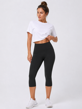 Women’s Capri Leggings High Waisted with Pocket-Stilenza-Black-S-Stilenza
