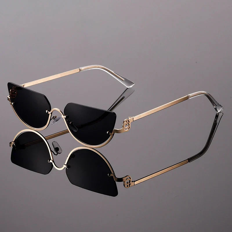 Women’s Cat Eye Sunglasses Rimless Frame-Stilenza-Black-Stilenza