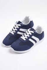 Women's Color Block Lace-Up Sneakers-Stilenza-Navy Blue-35-Stilenza