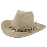 Women’s Cowboy Sun Hat with Beaded Band-Stilenza-Beige-One size-Stilenza