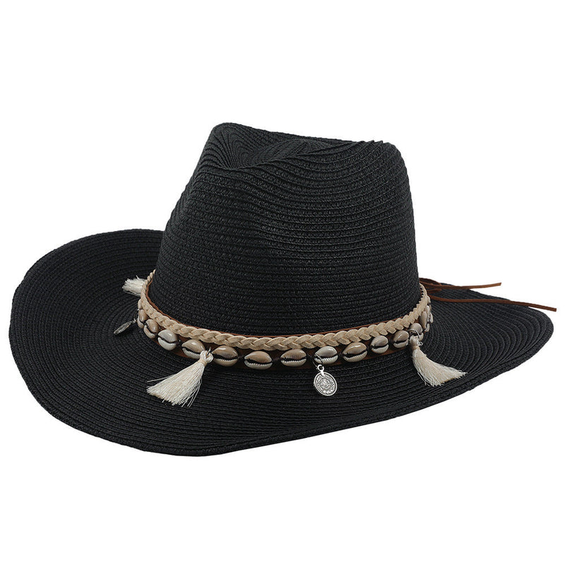Women’s Cowboy Sun Hat with Beaded Band-Stilenza-Black-One size-Stilenza