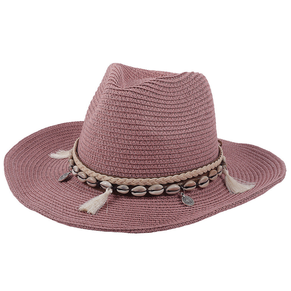 Women’s Cowboy Sun Hat with Beaded Band-Stilenza-Purple-One size-Stilenza