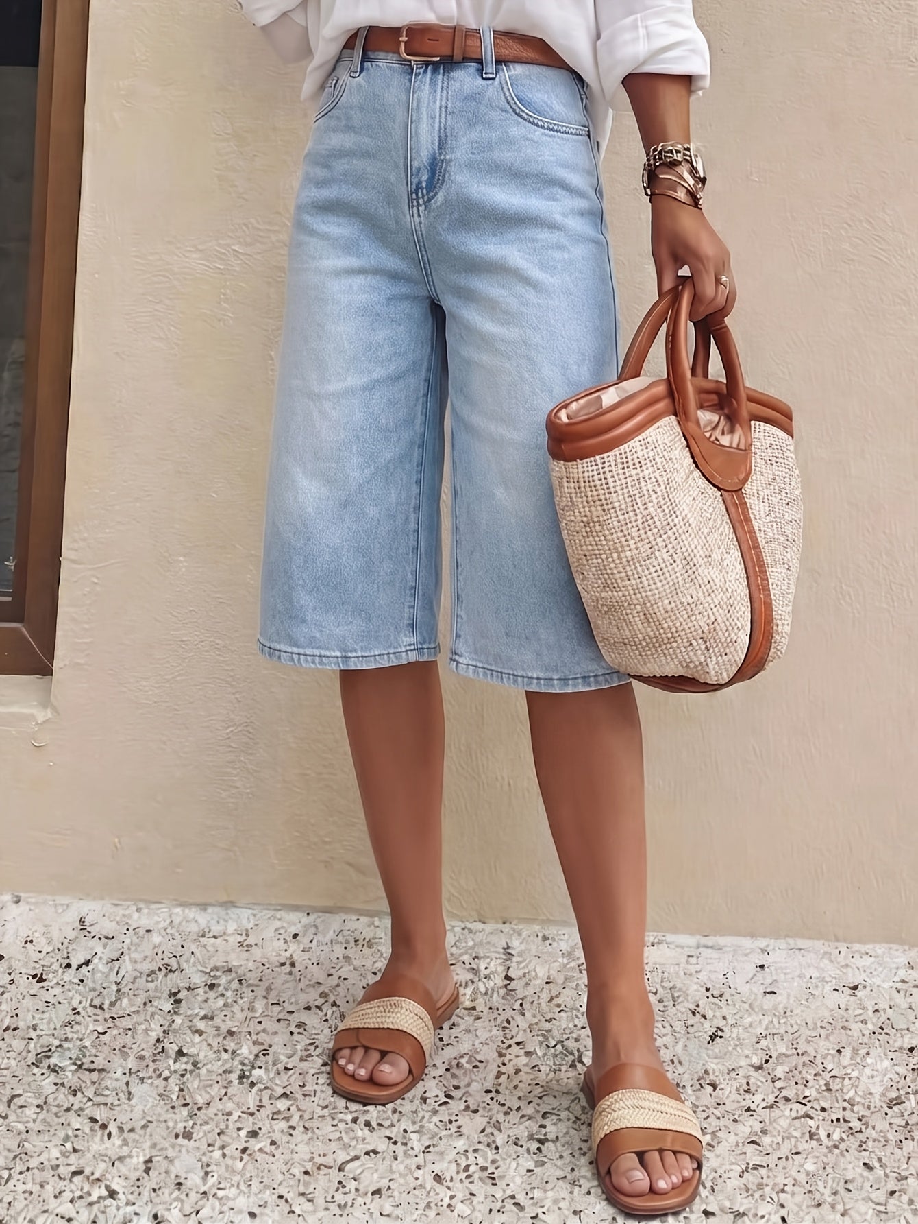 Women’s Denim Bermuda Shorts High Waisted-Stilenza-Stilenza