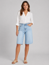 Women’s Denim Bermuda Shorts High Waisted-Stilenza-Light Blue-S-Stilenza