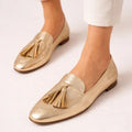 Women’s Gold Tassel Loafers Metallic Flats-Woman's Shoes-Stilenza-Stilenza