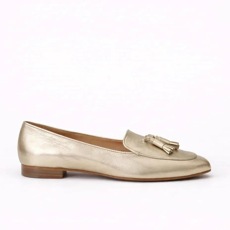 Women’s Gold Tassel Loafers Metallic Flats-Woman's Shoes-Stilenza-Stilenza