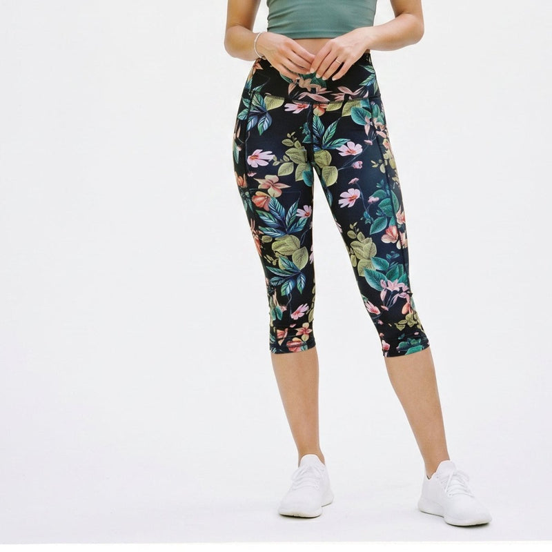 Women’s High Waisted Capri Leggings-Leggings-Stilenza-Green-S-Stilenza