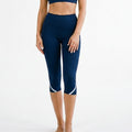 Women’s High Waisted Capri Leggings with Pocket-Women’s Activewear-Stilenza-Navy Blue-S-Stilenza