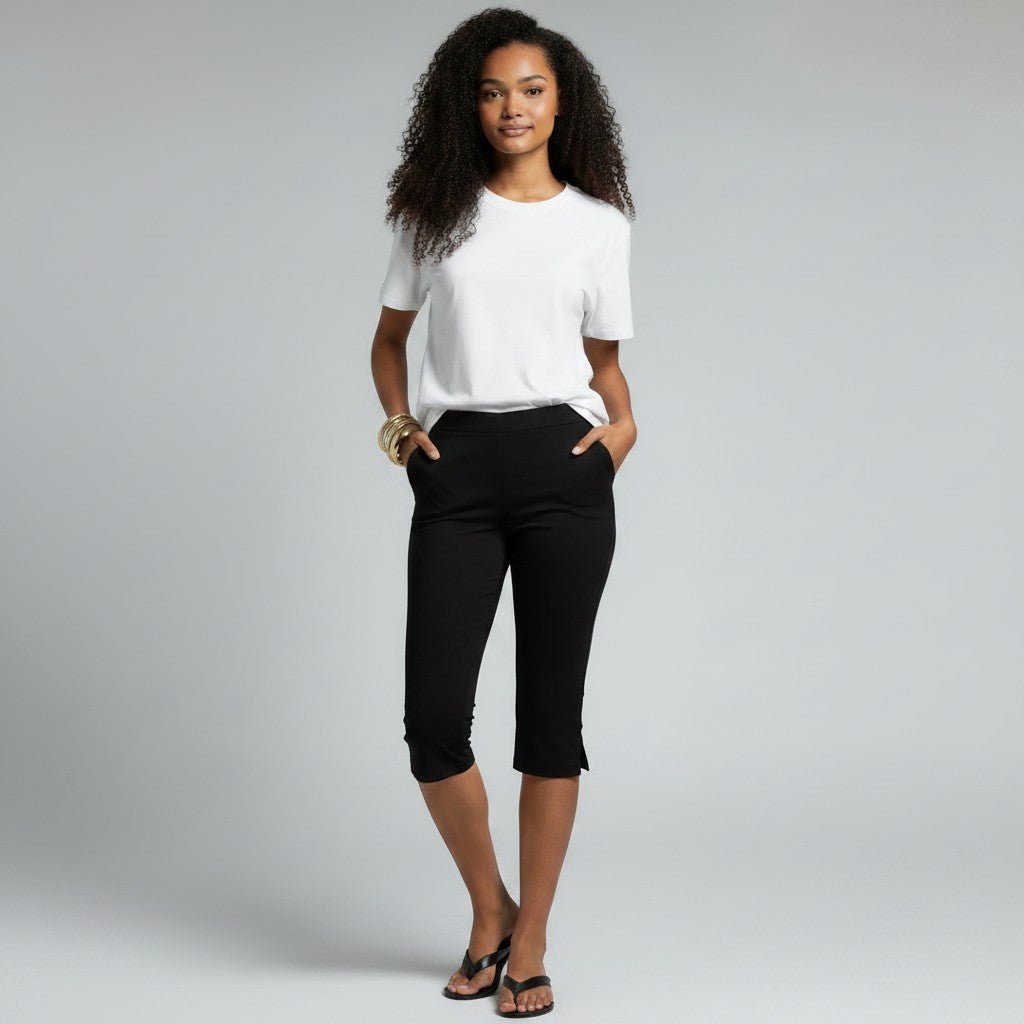 Women’s High Waisted Capri Pants with Pockets-Stilenza-Stilenza