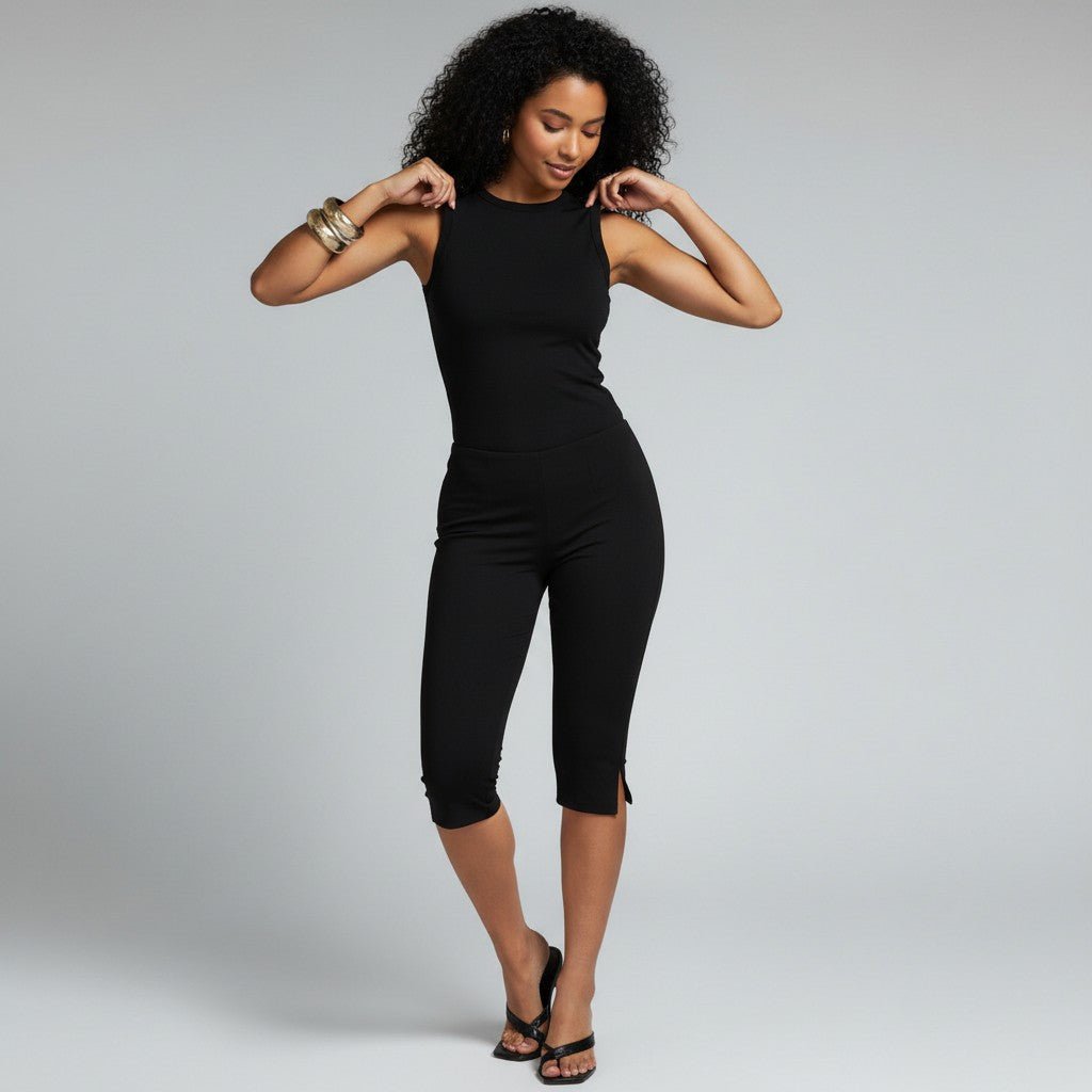 Women’s High Waisted Capri Pants with Pockets-Stilenza-Stilenza