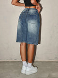 Women’s High Waisted Denim Bermuda Shorts-Stilenza-Stilenza