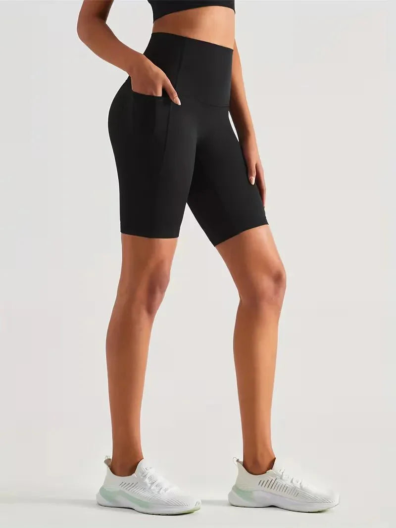 Women’s High Waisted Short Gym Leggings with Pocket-Sportshort-Stilenza-Stilenza