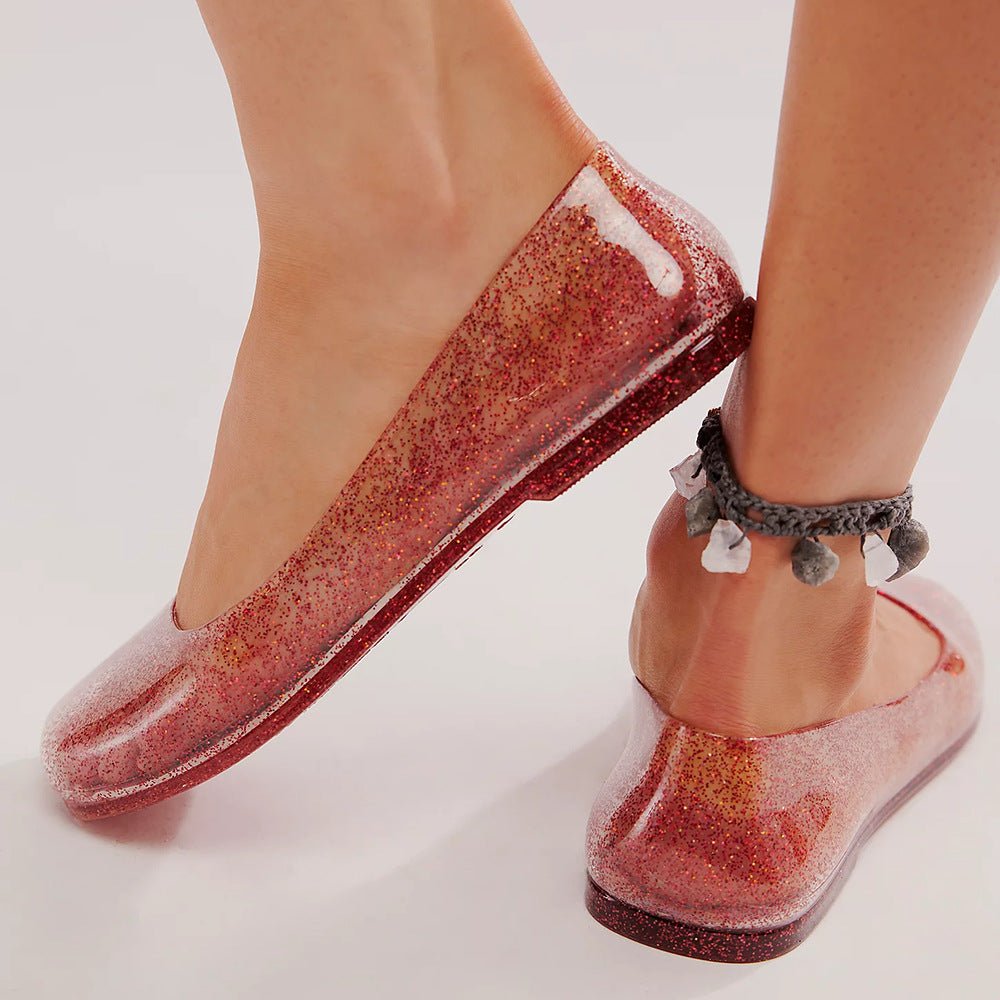 Women’s Jelly Flats Glitter Slip On Shoes-Stilenza-Stilenza
