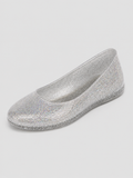 Women’s Jelly Flats Glitter Slip On Shoes-Stilenza-Silver-37-Stilenza