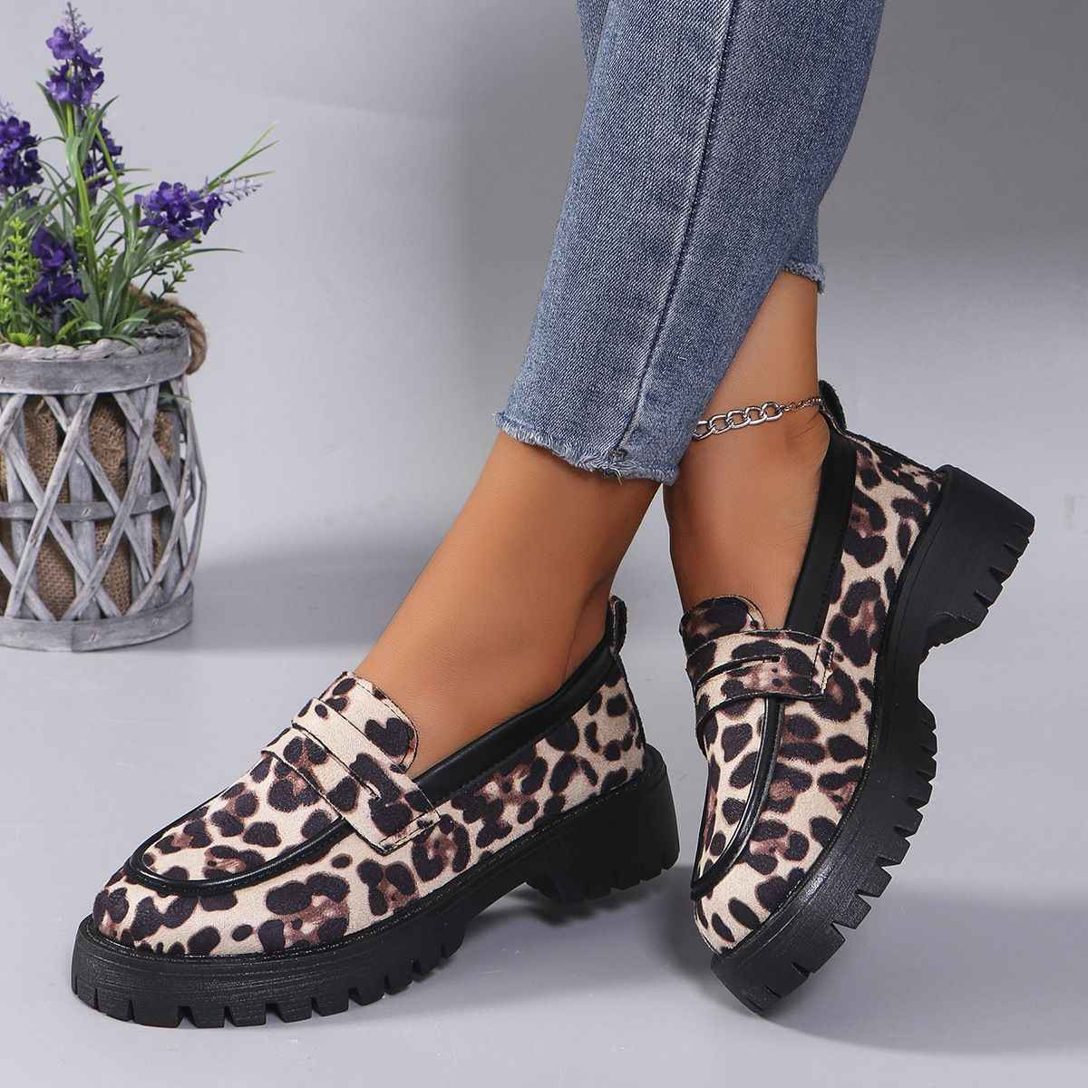 Women’s Loafers Leopard Print Platform-Stilenza-Stilenza
