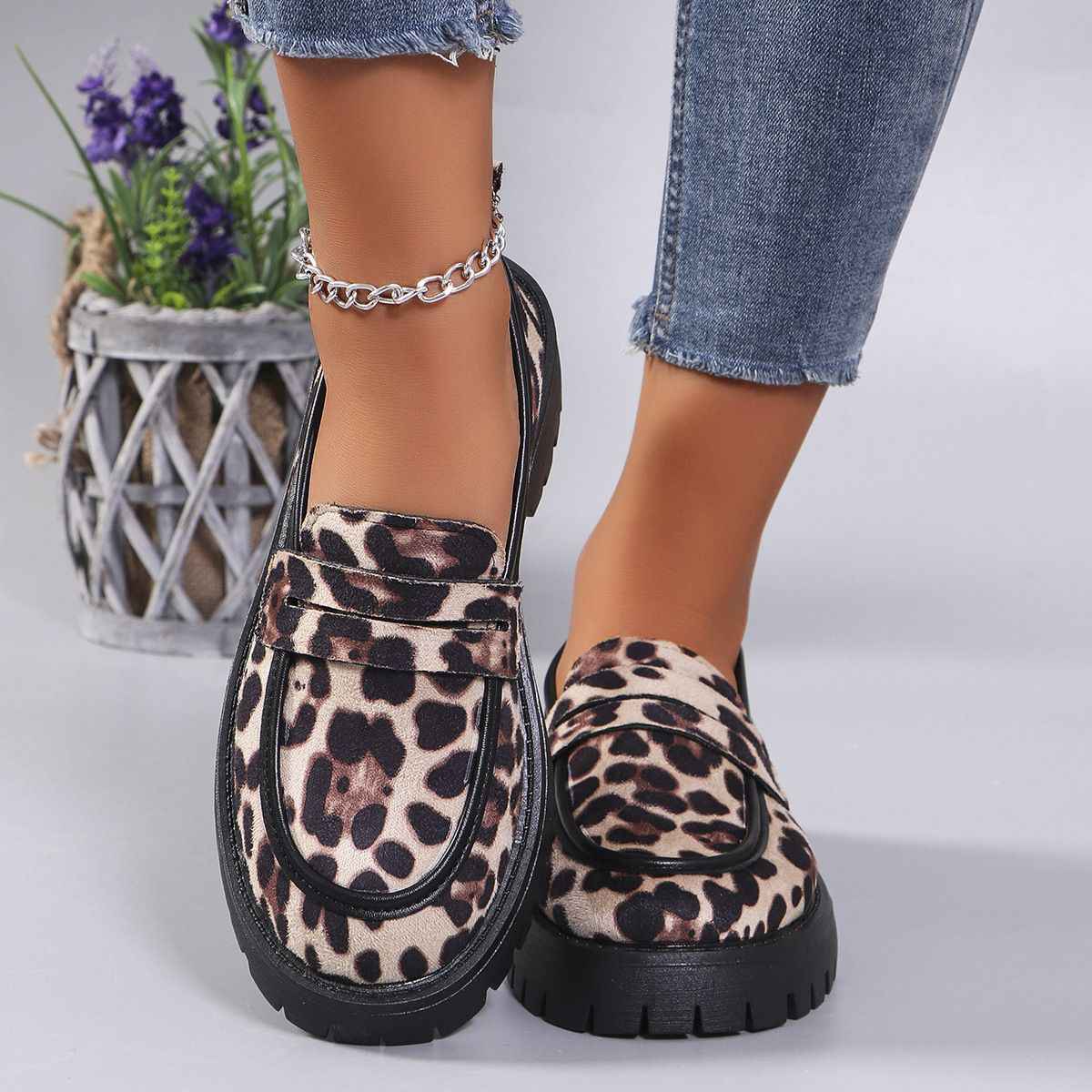 Women’s Loafers Leopard Print Platform-Stilenza-Stilenza