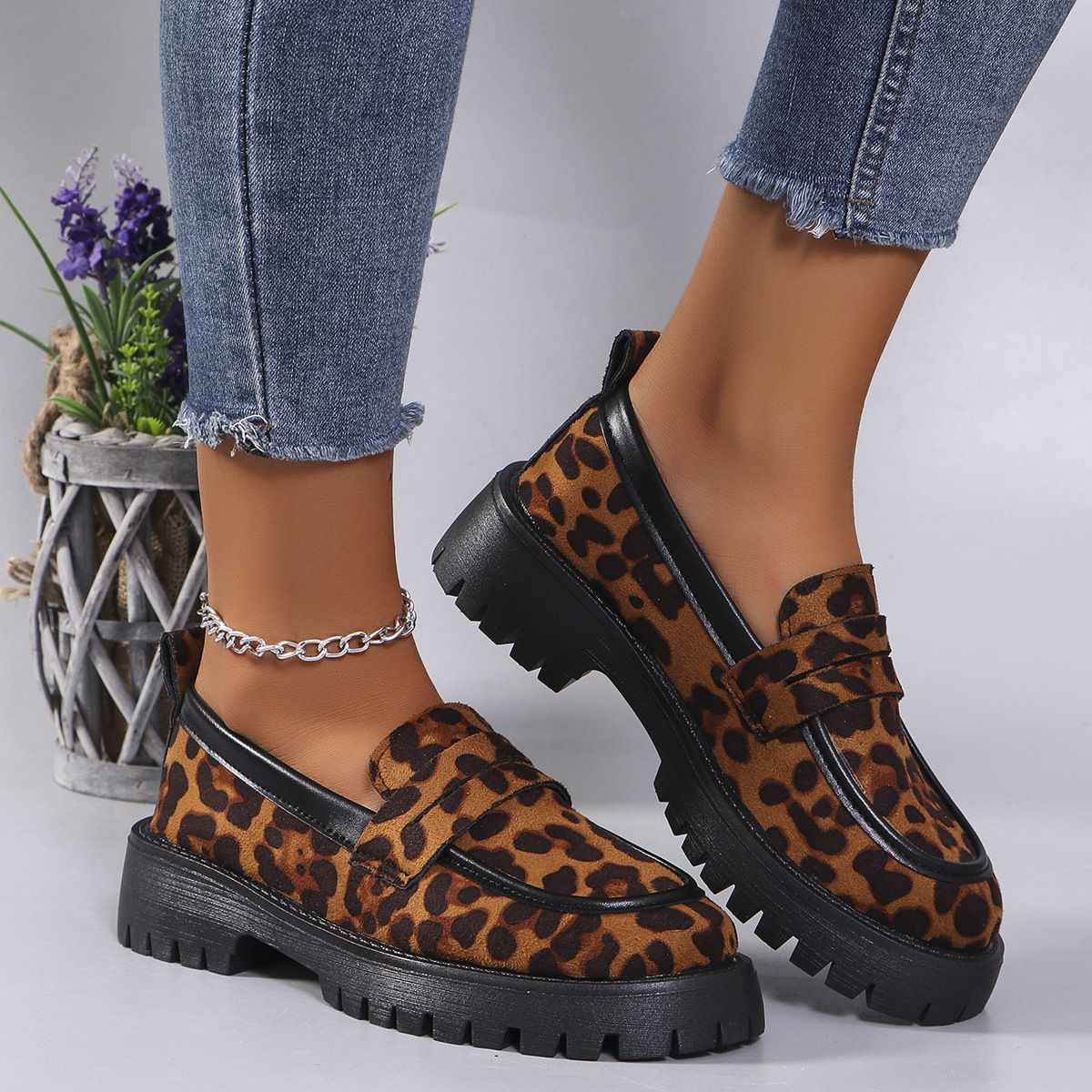 Women’s Loafers Leopard Print Platform-Stilenza-Stilenza