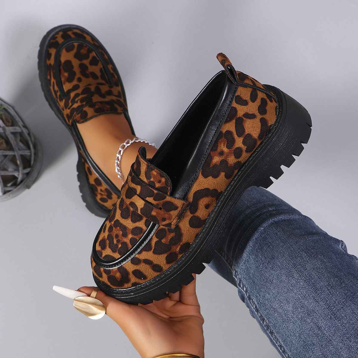 Women’s Loafers Leopard Print Platform-Stilenza-Stilenza