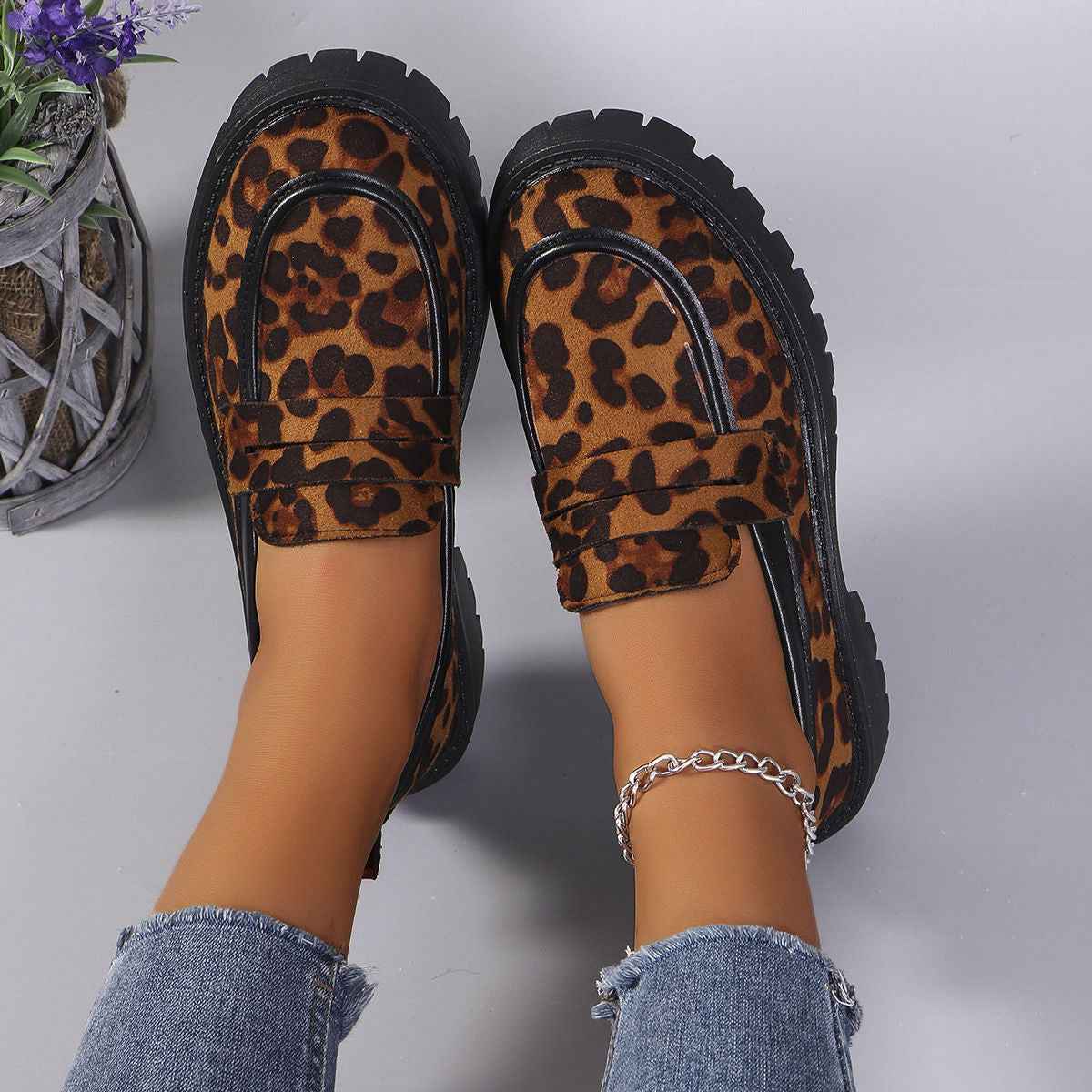 Women’s Loafers Leopard Print Platform-Stilenza-Stilenza