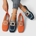 Women’s Loafers Square Toe with Rhinestone Buckle-Woman's Shoes-Stilenza-Stilenza