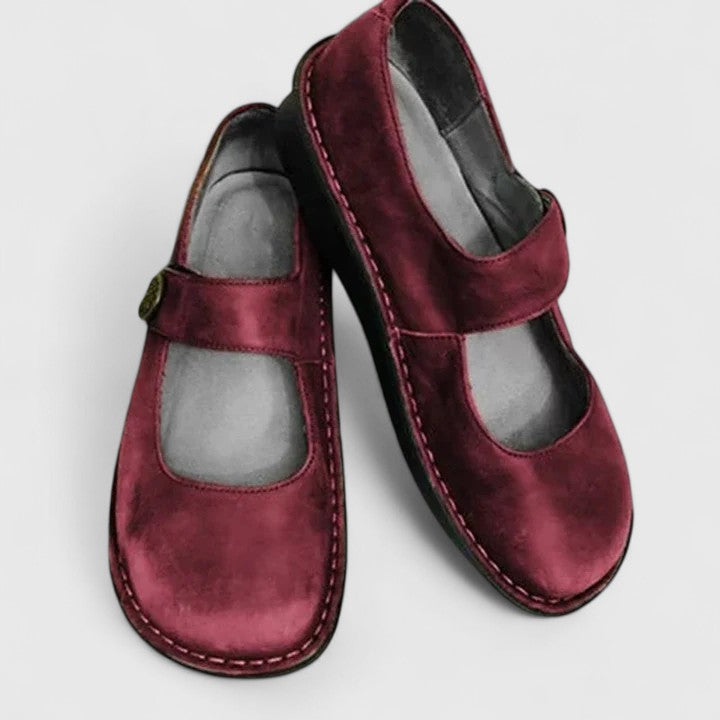 Women’s Mary Jane Flats with Buckle Strap-Stilenza-Red-35-Stilenza