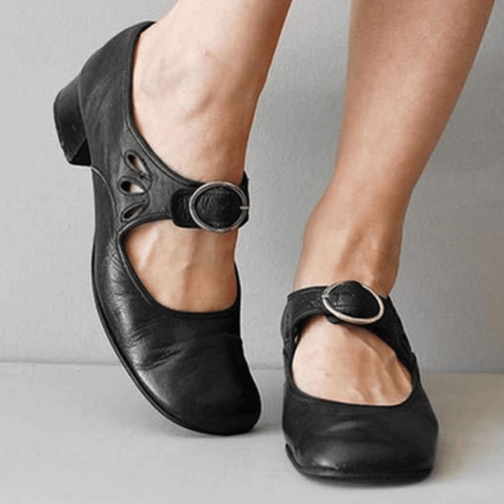 Women’s Mary Jane Flats with Buckle Strap-Woman's Shoes-Stilenza-Black-35-Stilenza