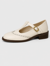 Women’s Mary Jane Flats with Low Heel-SS - Womens - Sandals-Stilenza-Beige-35-Stilenza