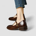 Women’s Mary Jane Flats with Low Heel-SS - Womens - Sandals-Stilenza-Brown-35-Stilenza