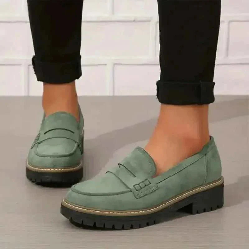 Women’s Platform Loafers Slip On Shoes-Stilenza-Green-36-Stilenza