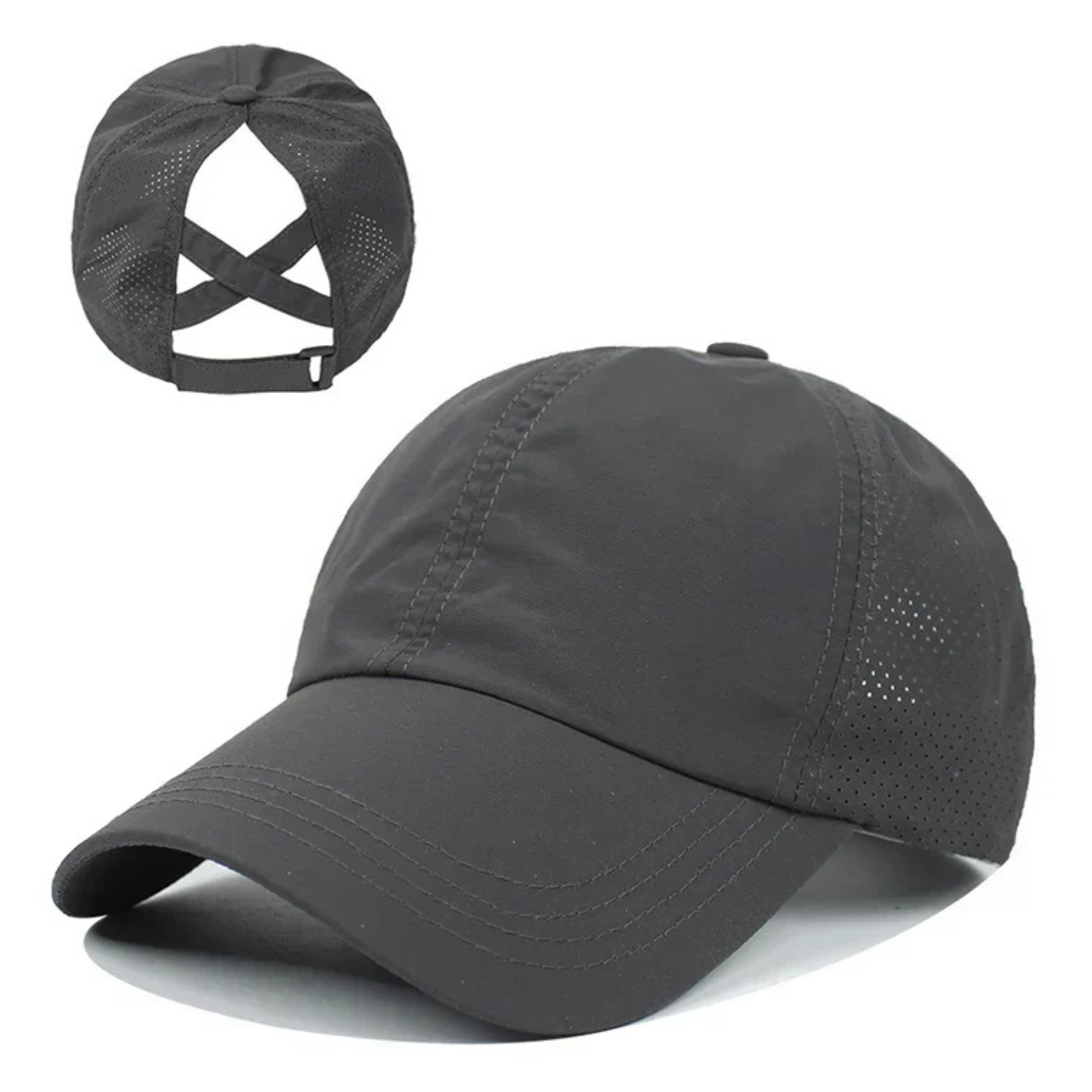 Women’s Running Cap with Ponytail Opening-Stilenza-Dark Gray-One size-Stilenza