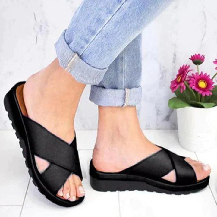 Women’s Sandals Cross Strap Wedge for Summer-footwear > sandals-Stilenza-Black-35-Stilenza