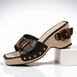 Women’s Sandals Open Toe Wedge with Buckle-Stilenza-Black-35-Stilenza