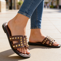 Women’s Sandals Slide with Studded Straps-Sandals-Stilenza-Stilenza