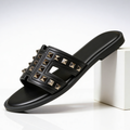 Women’s Sandals Slide with Studded Straps-Sandals-Stilenza-Black-36-Stilenza