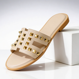 Women’s Sandals Slide with Studded Straps-Sandals-Stilenza-Cream-36-Stilenza