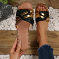 Women’s Sandals Slip On Metallic Strap-Stilenza-Stilenza