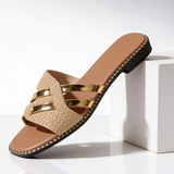 Women’s Sandals Slip On Metallic Strap-Stilenza-Brown-36-Stilenza