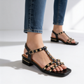Women’s Sandals Strappy Low Heel with Studs-Stilenza-Stilenza