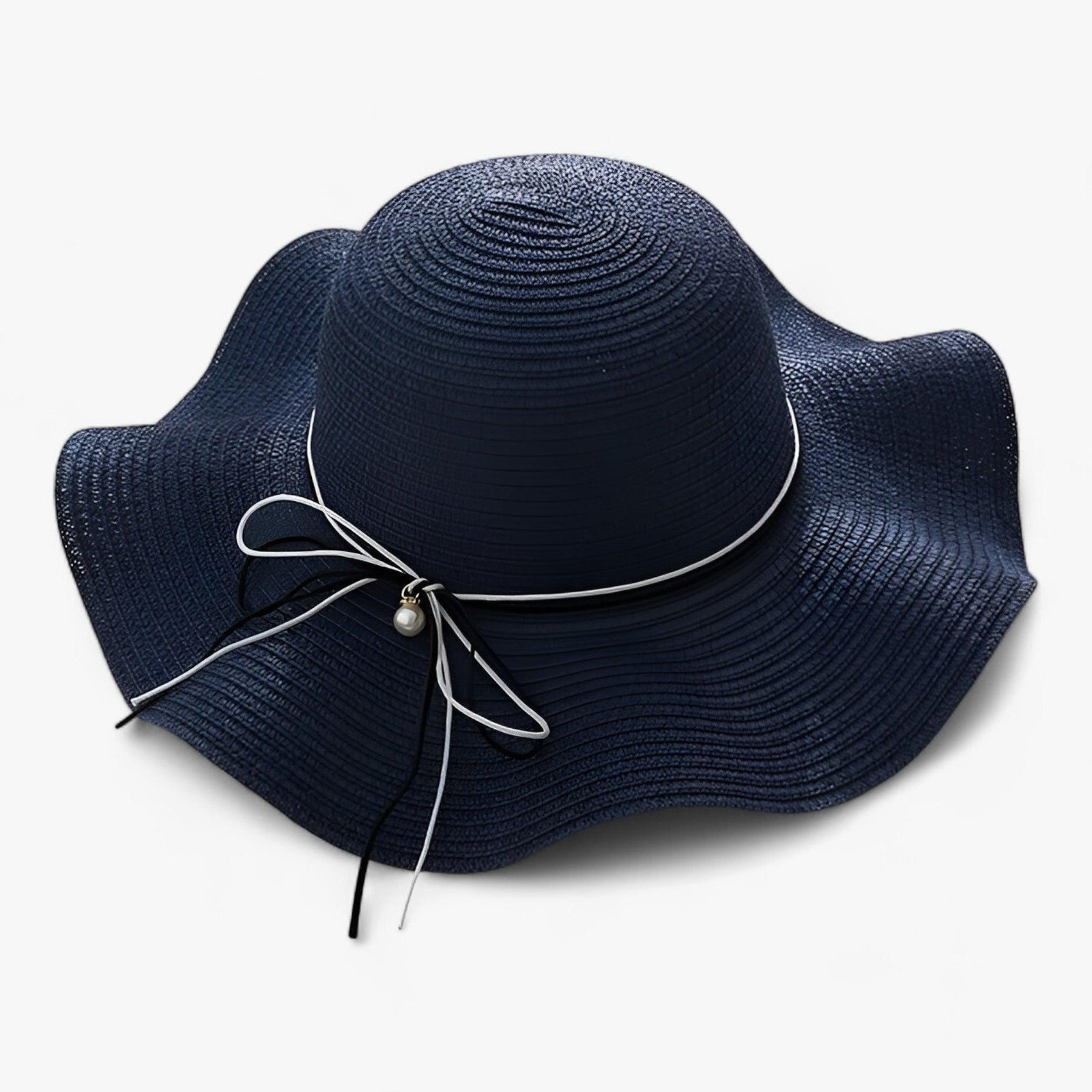 Women’s Wide Brim Sun Hat with Bow Detail-Stilenza-Navy Blue-One size-Stilenza