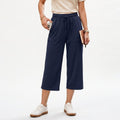 Women’s Wide Leg Capri Pants with Pockets-Yoga Pants-Stilenza-Navy Blue-S-Stilenza