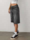 Women’s Wide Leg Denim Bermuda Shorts-Stilenza-Stilenza
